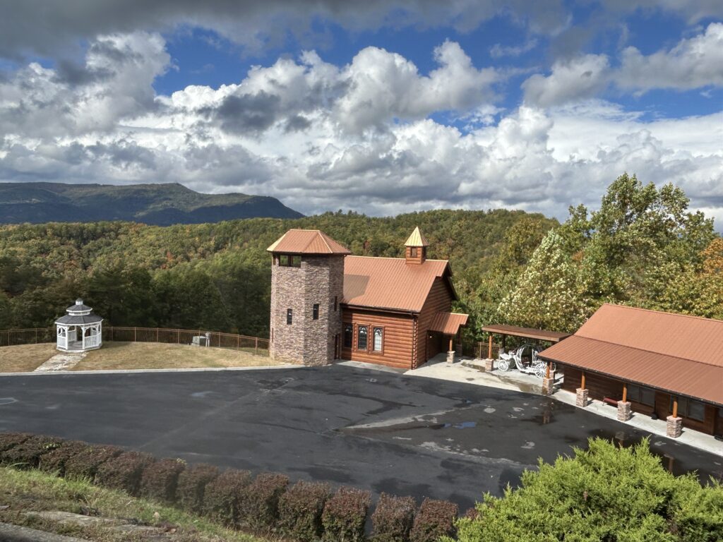 Angel's View Wedding chapel located in Black Bear Ridge resort seating up to 65 guest; includes minister, music, photographer, video, flowers, reception hall, salon and day spa along with lodging.